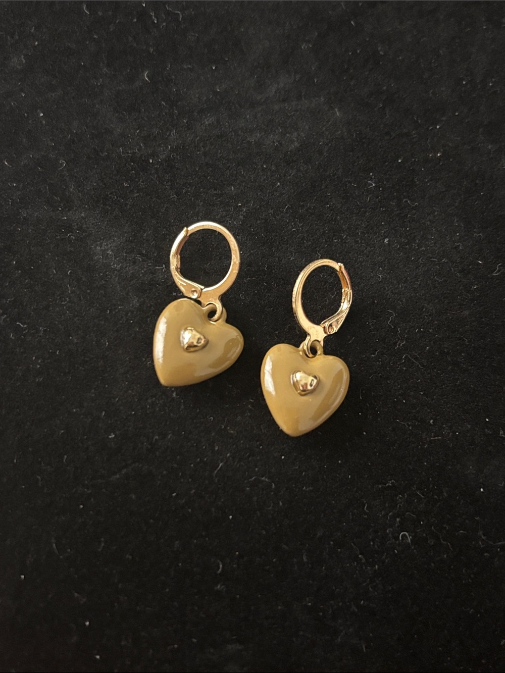 Heart Drop Earrings in Warm Gold Tone